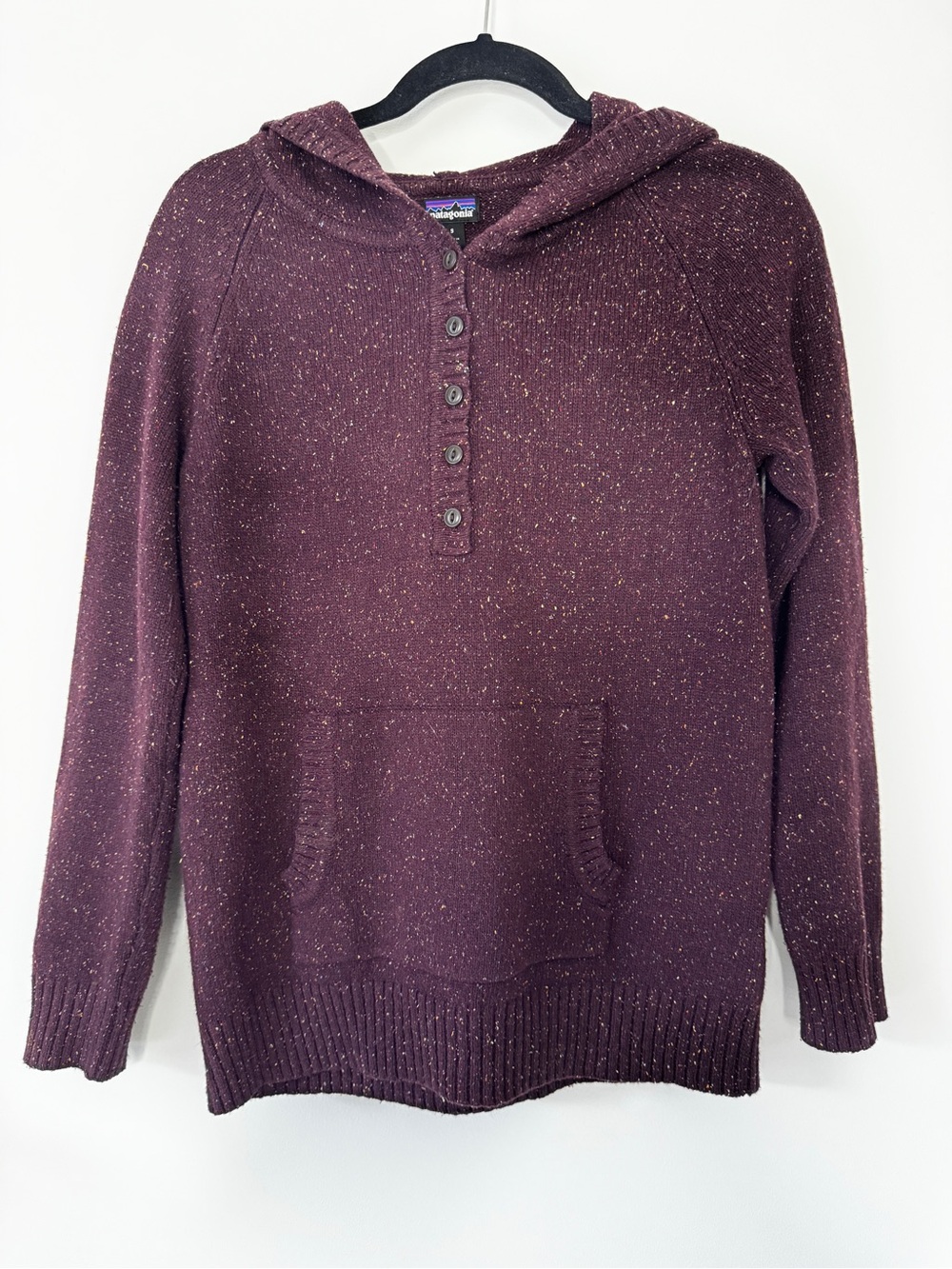 Patagonia Off Country Pullover Hoodie Sweater Purple Button Front Sz S